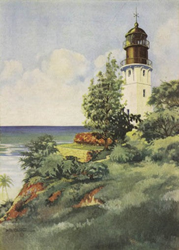 Lighthouse At Diamond Head Art Print