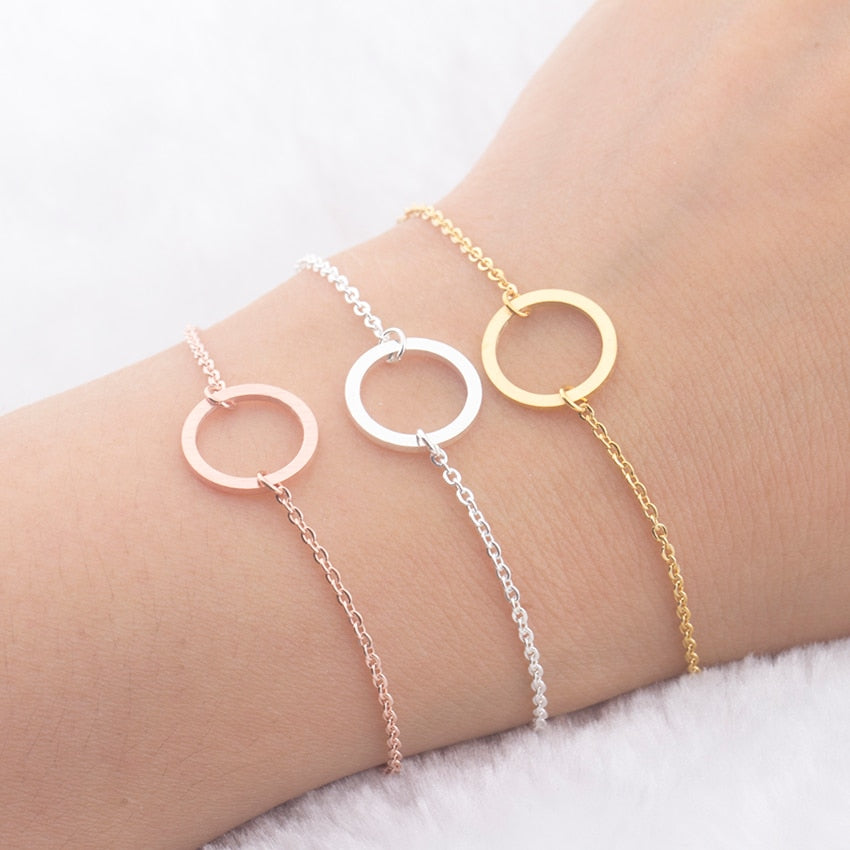 Delicate Petite Circle Of Life Charm Bracelet For