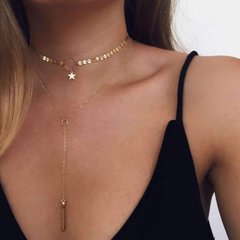 Star Choker Lariat Necklace